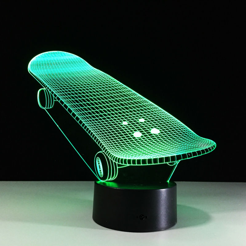 Skateboard Shape Colorful Touch Battery LED Visual Light