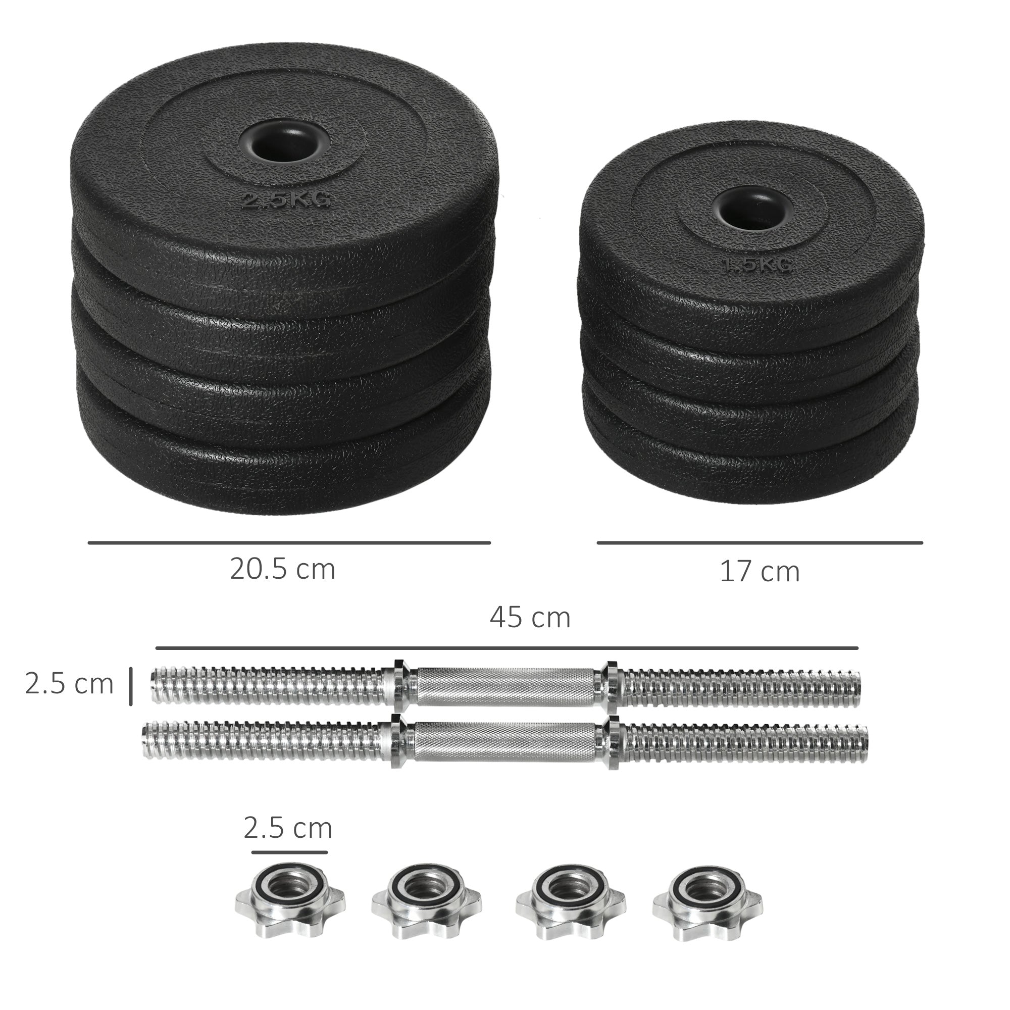 20KG Adjustable Weights Dumbbells Set, Dumbbell Hand Weights For Home Office Gym Body Fitness Lifting Training, Black