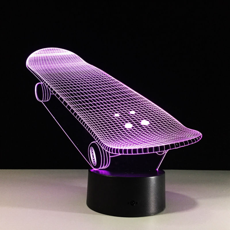 Skateboard Shape Colorful Touch Battery LED Visual Light