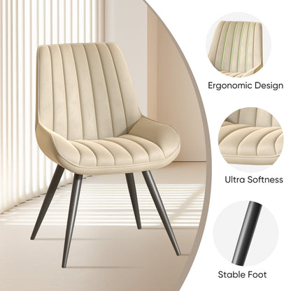 Modern Dining Chairs, Comfy Dining Room Chairs With Thick Cushions, Upholstered Fabric Kitchen Side Chairs With Metal Legs