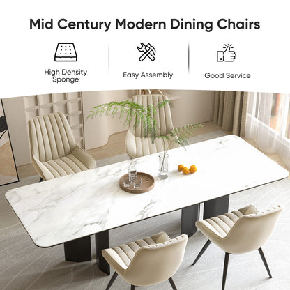 Modern Dining Chairs, Comfy Dining Room Chairs With Thick Cushions, Upholstered Fabric Kitchen Side Chairs With Metal Legs