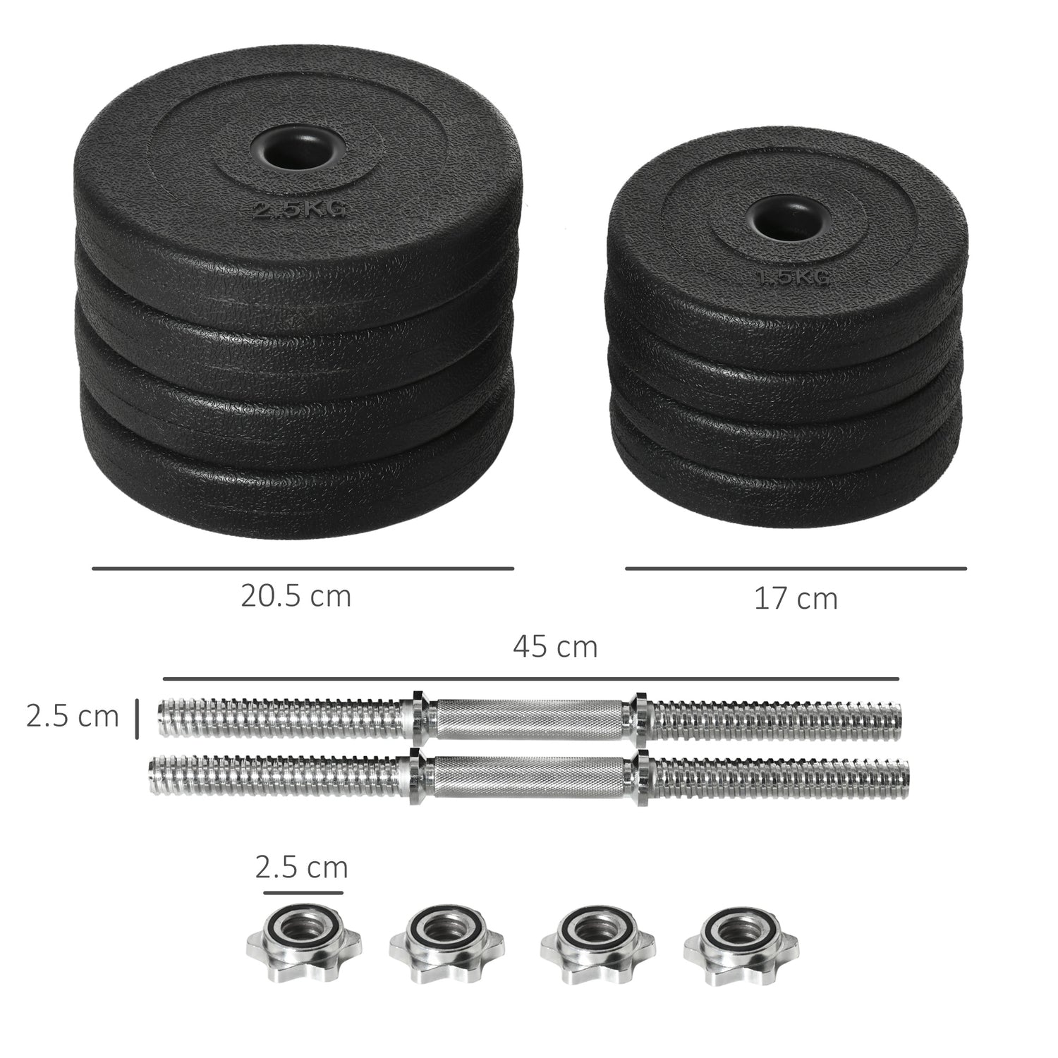 20KG Adjustable Weights Dumbbells Set, Dumbbell Hand Weights For Home Office Gym Body Fitness Lifting Training, Black