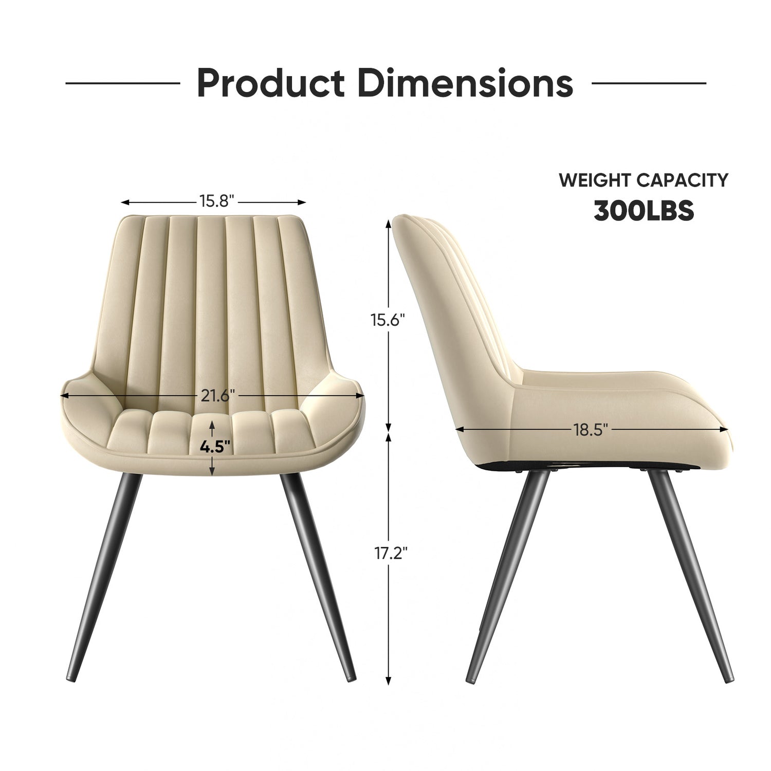 Modern Dining Chairs, Comfy Dining Room Chairs With Thick Cushions, Upholstered Fabric Kitchen Side Chairs With Metal Legs