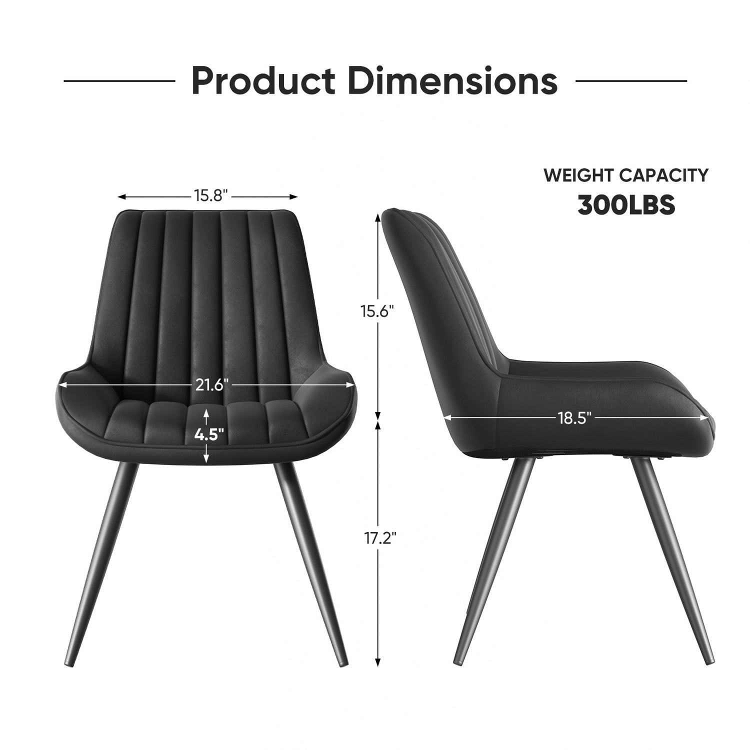 Modern Dining Chairs, Comfy Dining Room Chairs With Thick Cushions, Upholstered Fabric Kitchen Side Chairs With Metal Legs