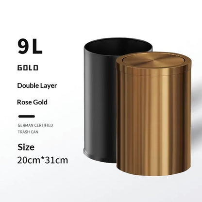 Large-capacity Metal Trash Can With Lid For Home Living Room Bedroom And Kitchen